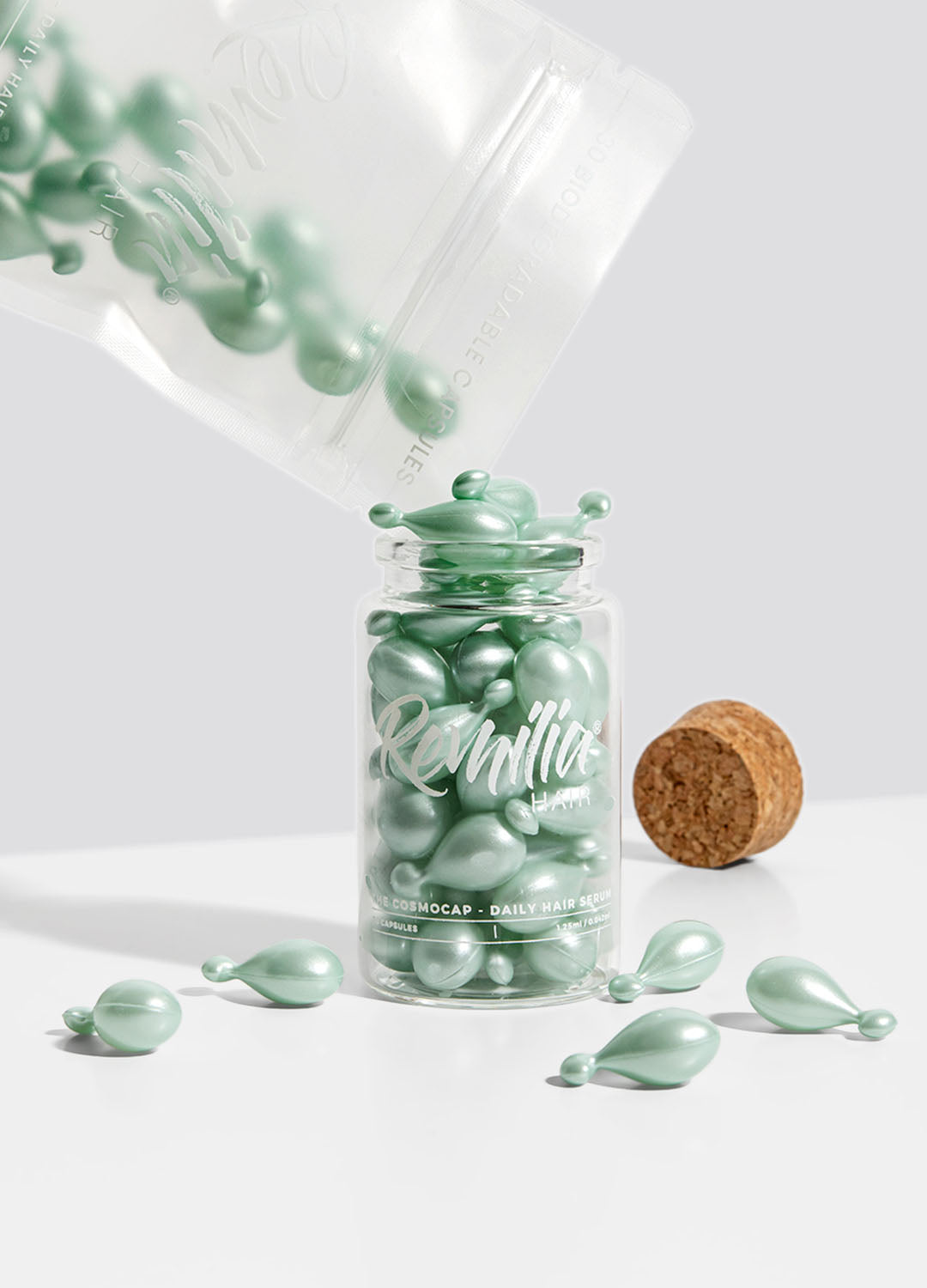 Remiliahair cosmocap refill bag jar cork top biodegradable caps